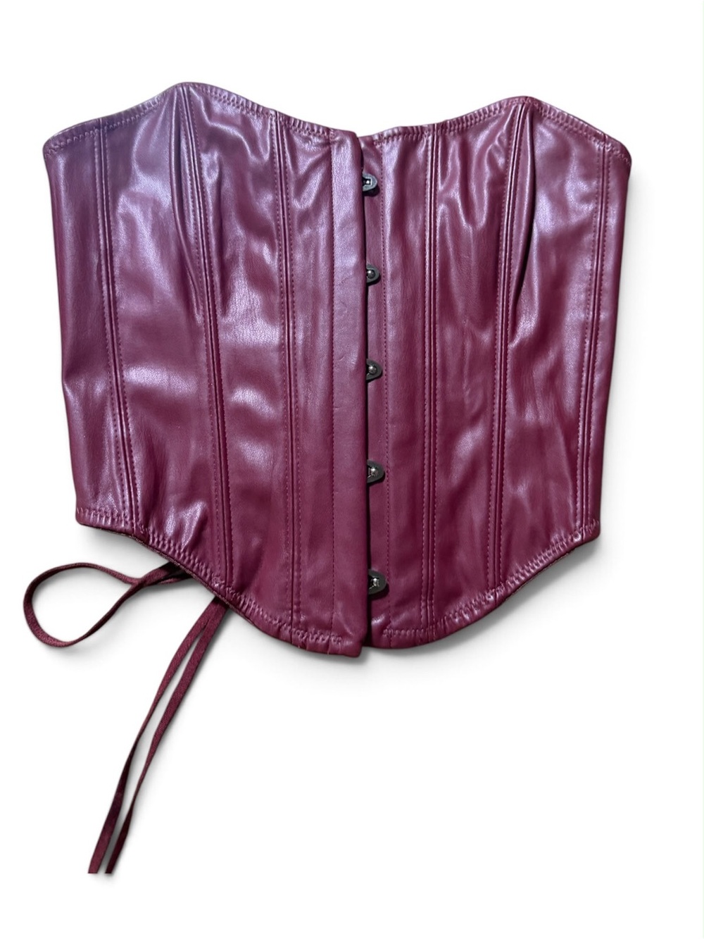 Wine Faux Leather Corset Top